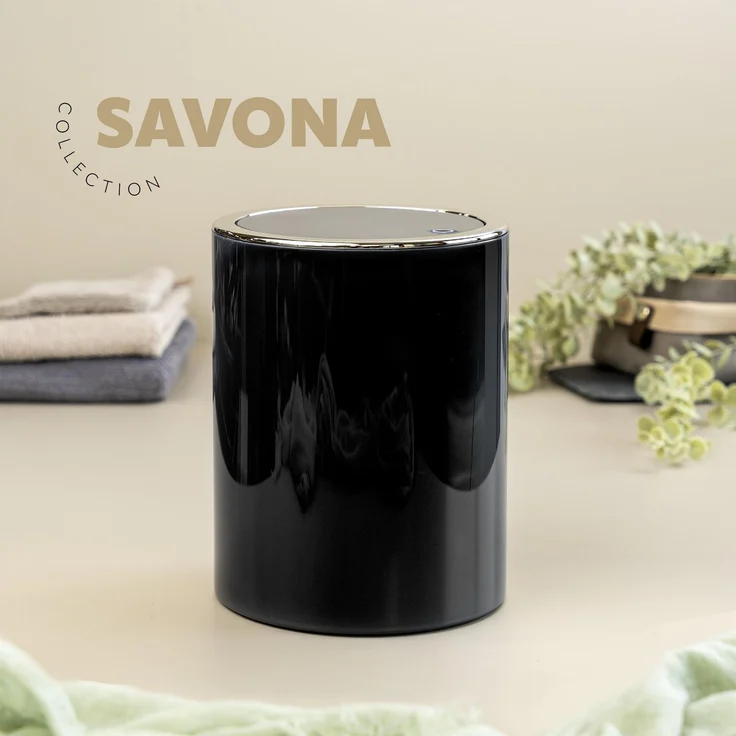 Kosmetikeimer SAVONA 5,5 Liter aus Kunststoff, rund - schwarz – Bild 2