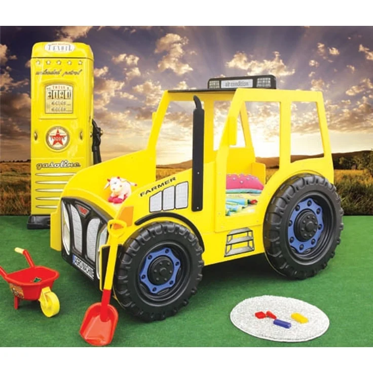 Kinder Traktorbett mit Matratze und Rost in Gelb – Bild 5