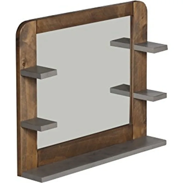 Spiegel-mit-Ablage massivum Dingle 67x55 cm rechteckig Wandspiegel Badspiegel Badmöbel Pinie grau Betonoptik natur unbeleuchtet