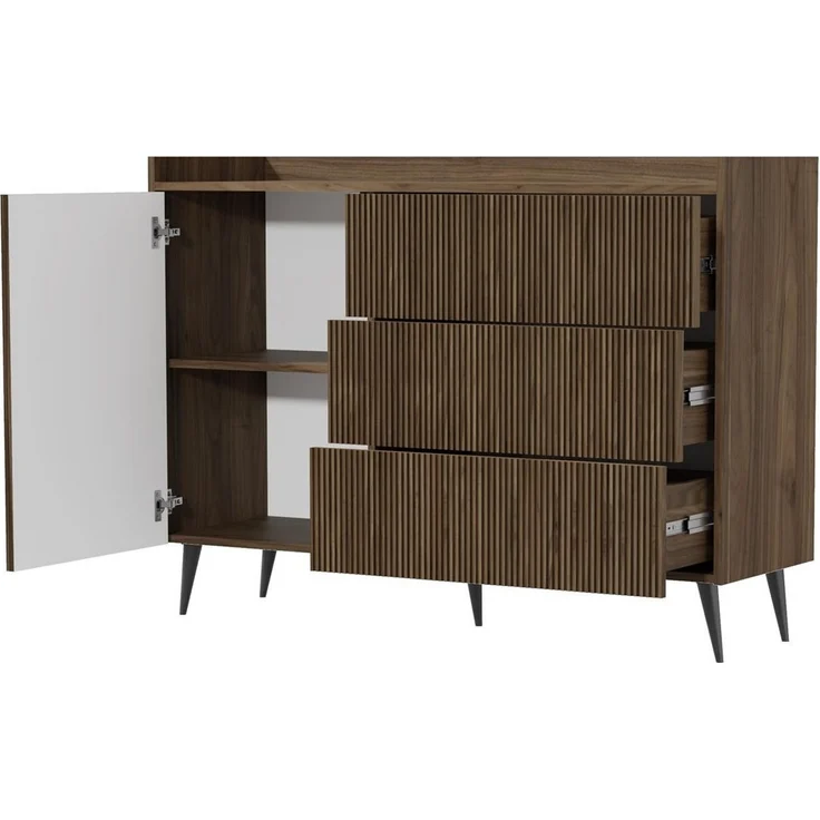Compleo Schubkastenkommode mit 3 Schubladen, Japandi design, Kaschmir oder Nussbaum MODE – Bild 2