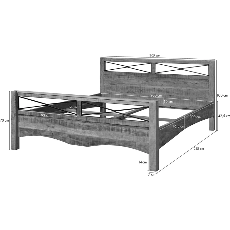 Bett Altholz 206x216x100 mehrfarbig lackiert NATURE OF SPIRIT #48 – Bild 7