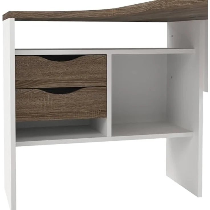 Dmora - Schreibtisch Patience, Mehrzweckschreibtisch, B?rotisch f?r PC, Eckschreibtisch, 145x81 h77 cm, Wei? – Bild 4