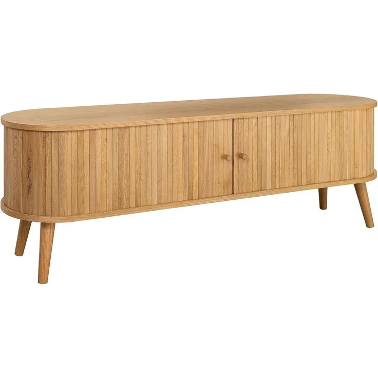 riess-ambiente Lowboard VALHALLA WOOD 160cm natur · TV-Schrank mit 2 Schiebetüren & 4 Fächer (Einzelartikel, 1 St), Wohnzimmer · Eiche · Retro Design