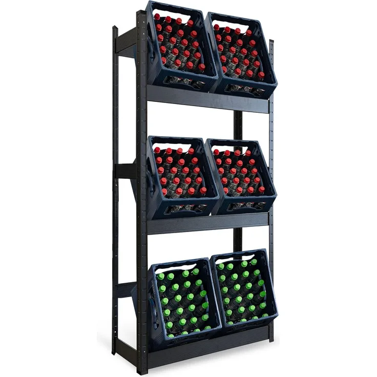 KARAT Getränkekistenregal für 6 Kisten - 200 x 80 x 30 cm - Getränkeregal, Kastenregal für Getränkekisten, Flaschenregal, Kastenständer - Regal für Getränkekästen (Osaka)