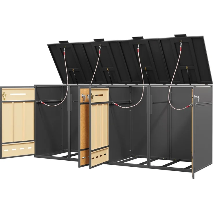 Mülltonnenbox, Mülltonnenverkleidung, 120L 240L, wetterfest, Container, Abfallbehälter, Tonnenhaus, Gartenbox, abschließbare Müllbox (4 Tonnen) – Bild 8