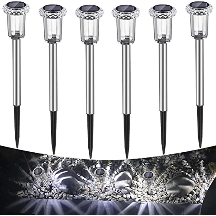 Solarleuchten für Außen, [6 Stück] Solarlampen Garten Außen Kaltes Weiß,IP65 Wasserdicht Kabellos LED Gartenleuchten für Garten,Balkon,Auffahrt,Weg, Bäume,Rasen, Sträucher – Bild 2