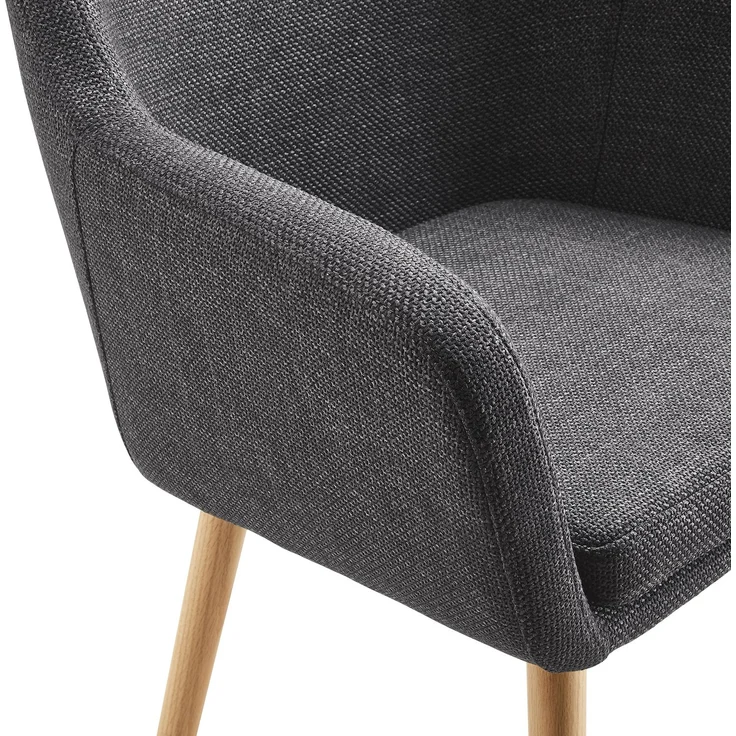 SalesFever Armlehnstuhl aus Strukturstoff – Massivholz-Eichenbeine, skandinavisches Design – Bild 6