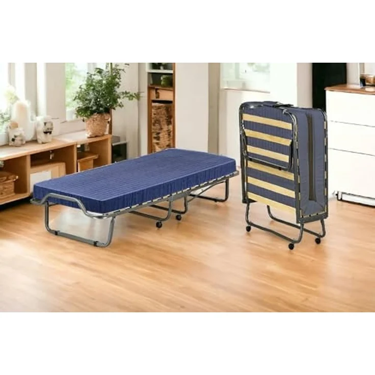 Talamo Italia - Klappbett Venera, Feldbett mit 15 Lattenrosten, inklusive Matratze, platzsparendes Kinderbett, 100% Made in Italy, 80 x 190 x 39 cm, mit Hülle – Bild 1