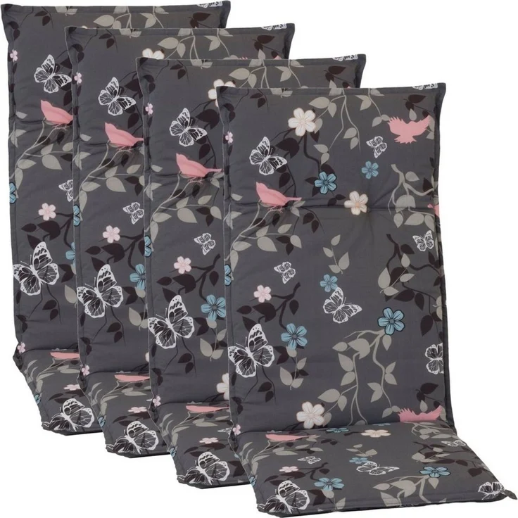 NYVI Hochlehnerauflage Hochlehner Auflagen 4er Set Barcelona - Gartenstuhlauflagen 118x50cm, (4 St), Stuhlauflage, Sitzauflage mit Halteband, UV-fest, Blumen Floral – Bild 5