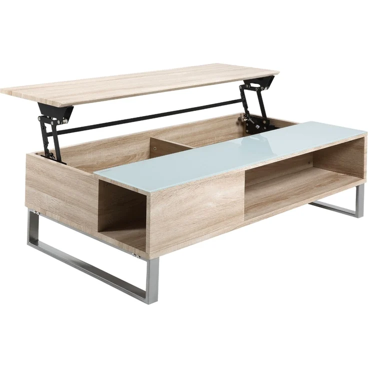Selsey 'Kostrena' Couchtisch mit Glaseinsatz, Sonoma Eiche, ca. 35 x 60 x 110 cm – Bild 4