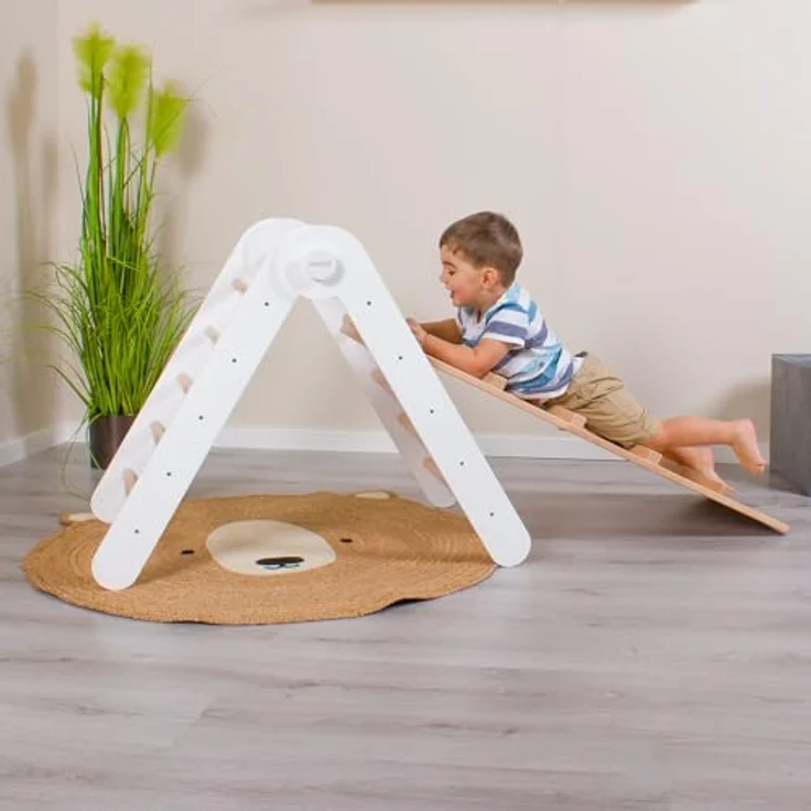 babybay Kletterleiter und Rutsche Littlefoot 2-in-1 für Lernturm und Kletterdreieck, beige lackiert – Bild 5