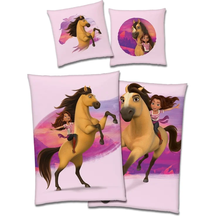 BERONAGE Kinderbettwäsche Spirit Untamed Bettwäsche Wild und Frei Linon / Renforcé, 100% Baumwolle, 2 teilig, 135x200 + 80x80 cm – Bild 1