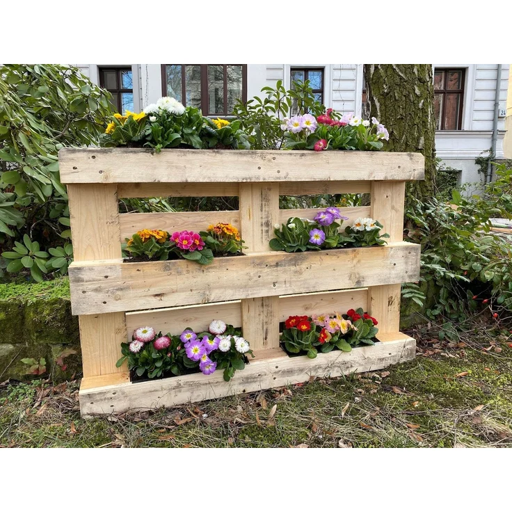 BURI 2 Euro-Paletten Blumenkästen-Einsätze inkl. Bewässerungsmatte | 37,3cm Blau | Pflanzkasten für Europalette Palette | Balkonkasten | Blumentopf | aus stabilen Kunststoff | Made in Germany – Bild 8