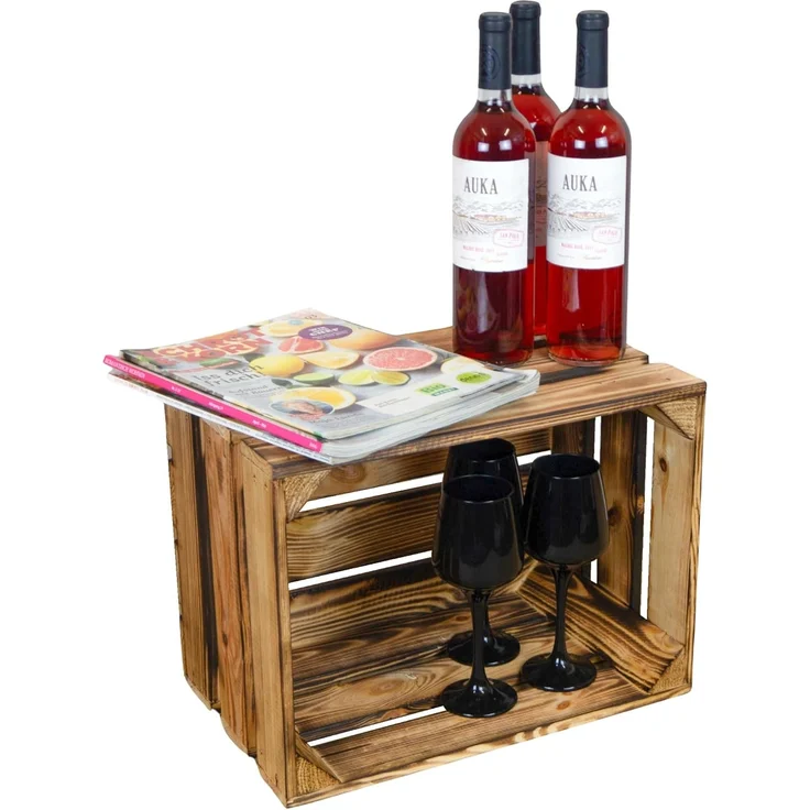 Kistenkolli Altes Land Allzweckkiste Nachttisch geflammt mit geflammten Holzplanken (Spar-Set) – Bild 4