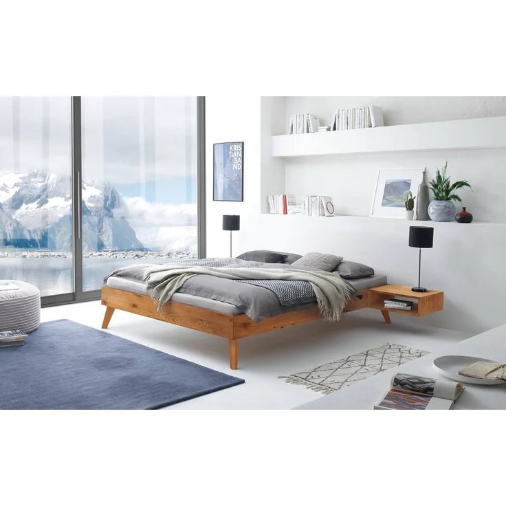 Hasena Massivholzbett Calvari Trento, Wildeiche natur geölt 100x210 cm, Fußhöhe 20 cm – Trento – Bild 2