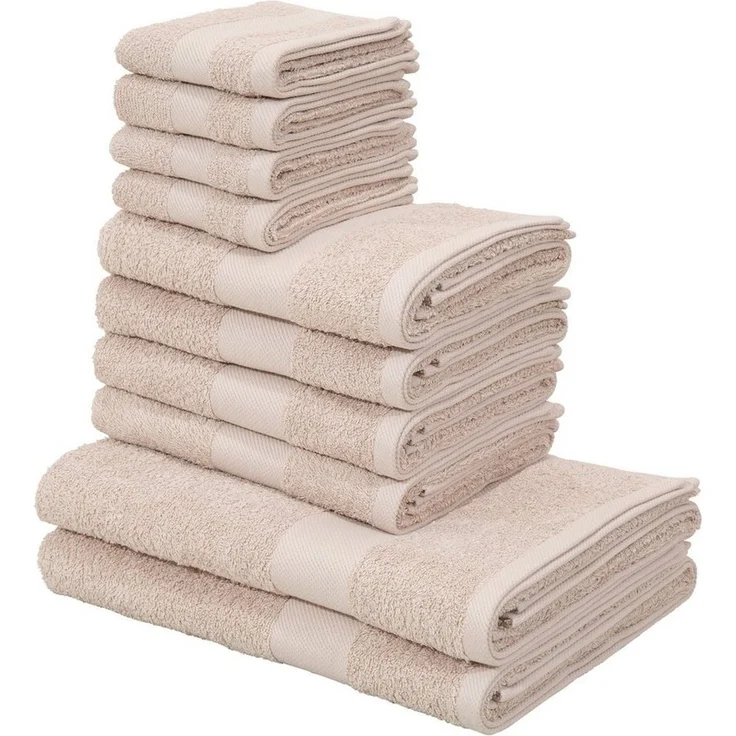 OTTO home Handtuch Set Melli, 2 Duschtücher 70x140, 4 Handtücher 50x100, 4 Gästetücher 30x50, Walkfrottee (Set, 10-St), Handtuchset in dezenten Farben mit Bordüre, 100% Baumwoll-Handtücher – Bild 1