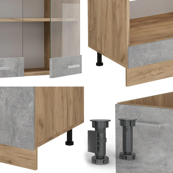 Eckküche R-Line Beton/Goldkraft Eiche 287 x 60 cm , AP Anthrazit Vicco – Bild 5