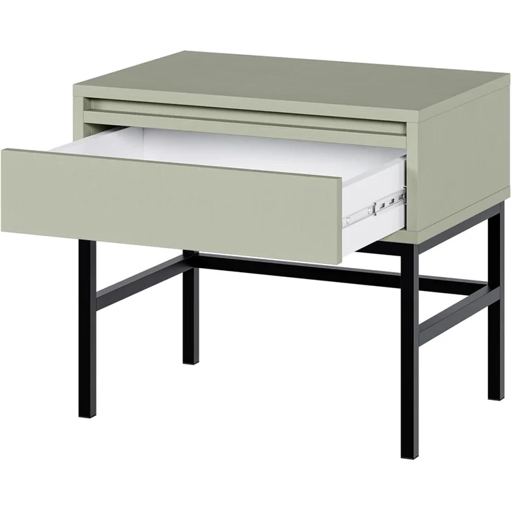 Selsey 'Evo' Nachttisch mit Schublade, salbeigrün mit schwarzem Metallgestell, ca. 44 x 50 x 34 cm – Bild 8