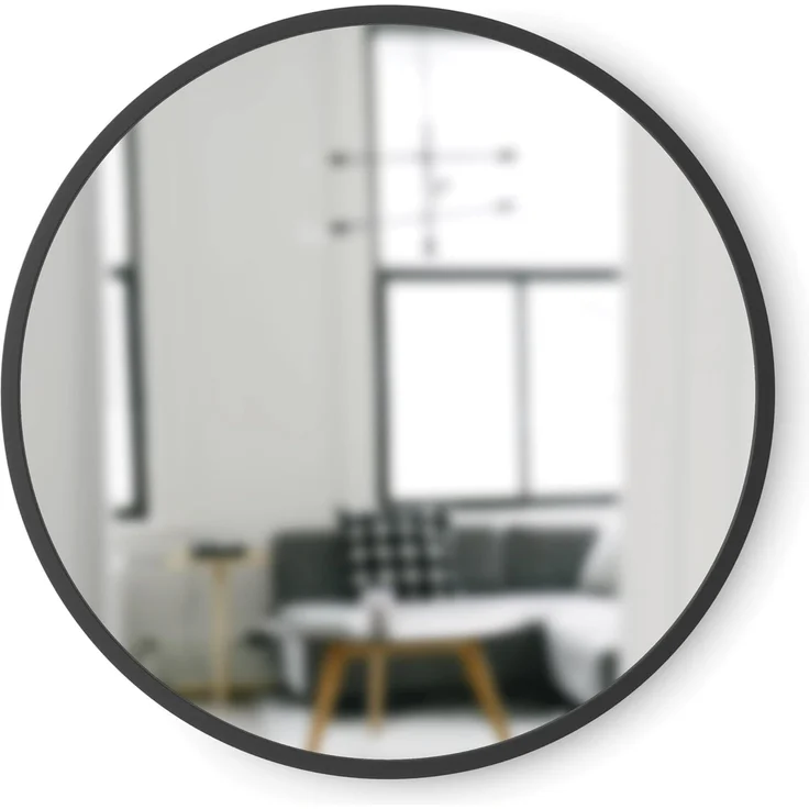 Umbra Hub Wandspiegel, Flurspiegel, Spiegel, Schminkspiegel, Kosmetikspiegel, Schwarz, Oval, 61x46 cm, 1013765-040 – Bild 2