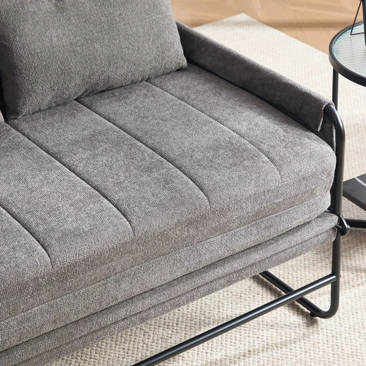 ZUBALIYA Schlafsofa 85x92 cm, mit Stauraum, mit Chenille - Bezug, mit breiten Armlehnen, mit Schaumstoffpolsterung, Schwarz – Bild 16