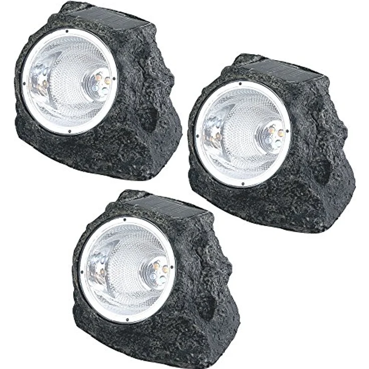 Solar-Gartenstrahler mit strahlendem Licht "Stein" Design – Bild 2