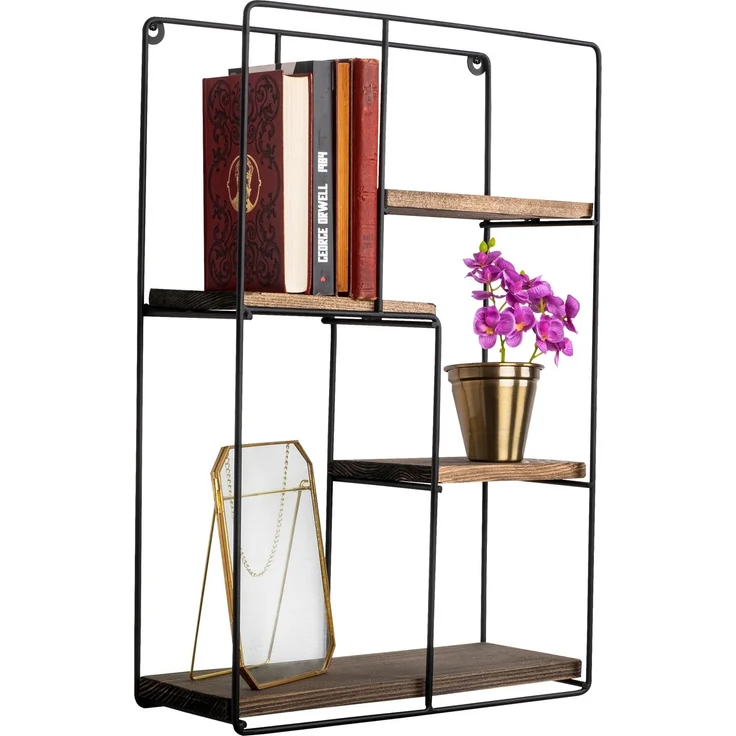 Wandregal, 'CM-006-SRK', 60 x 15 x 40, Schwarz, Nussbaum – Bild 6