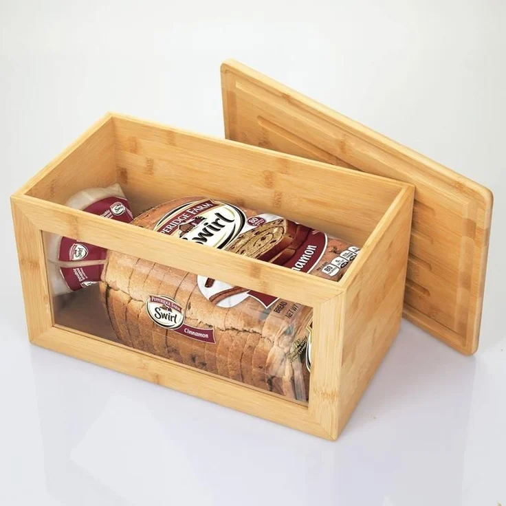 mDesign Brotkasten Brotbox Brotkorb Deckel Schneidebrett Sichtfenster Holz Braun – Bild 8