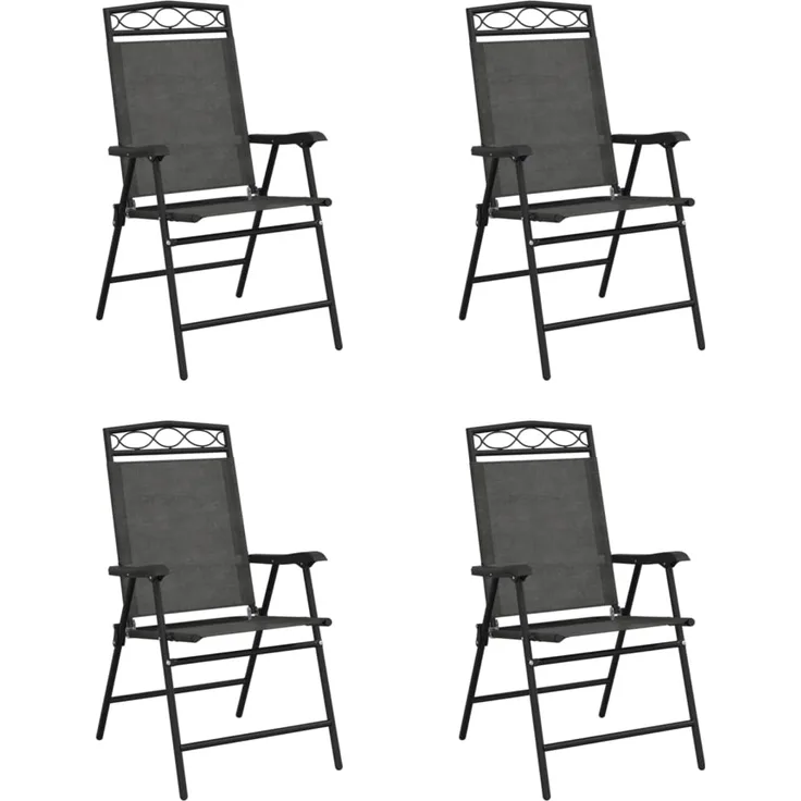 vidaXL Klappbare Gartenstühle 4 Stk. Graumeliert Stahl und Textilene 3157293