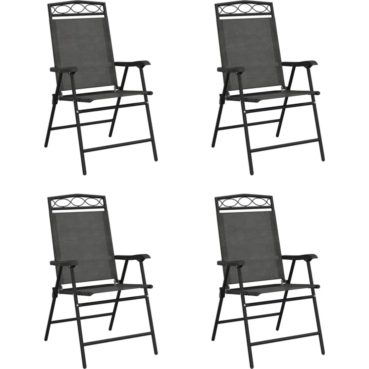 vidaXL Klappbare Gartenstühle 4 Stk. Graumeliert Stahl und Textilene 3157293 – Bild 1