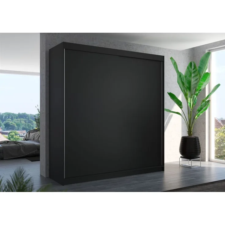 Schiebetürenschrank Schrank Nr. 425 in Schwarz matt 200 x 215 x 58 cm