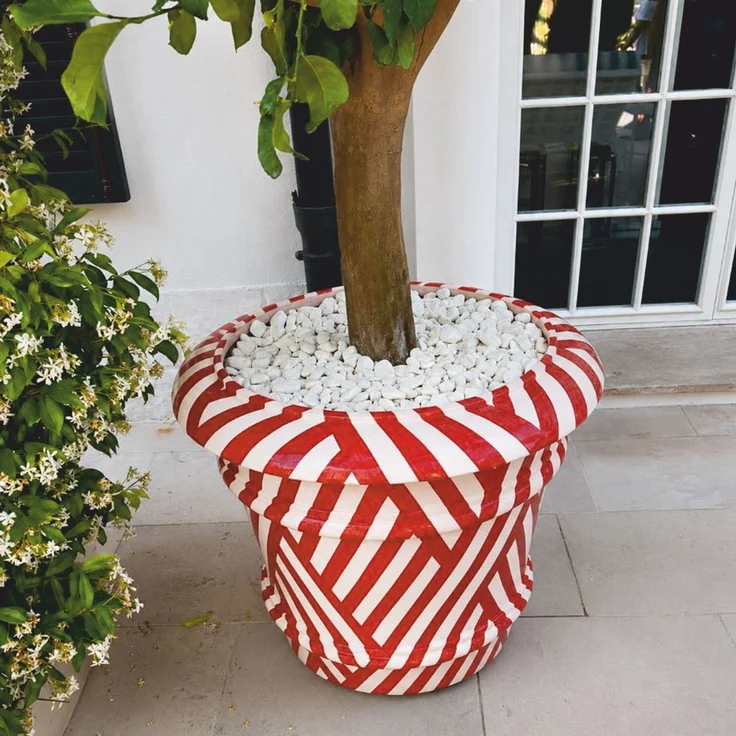 Casa Padrino Luxus Keramik Blumentopf Weiß / Rot Ø 62 x H. 51 cm - Garten Deko VPP – Bild 2