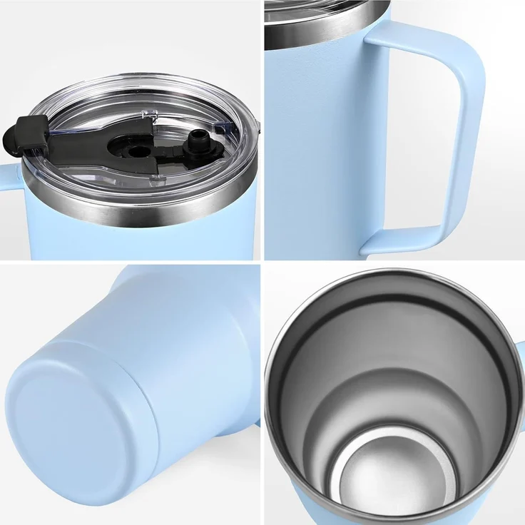 30oz Doppelwandiger Thermobecher Strohhalm Henkel Edelstahl Isolierender Becher – Bild 6