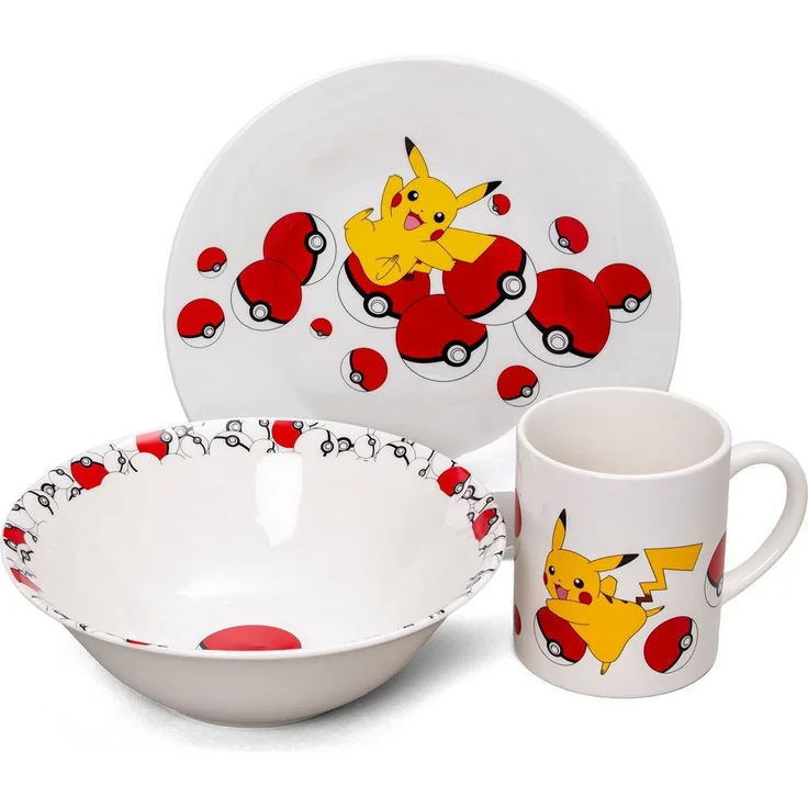 Frühstücksset (Schale, Teller, Tasse) - Pokémon - Pikachu Pokéball