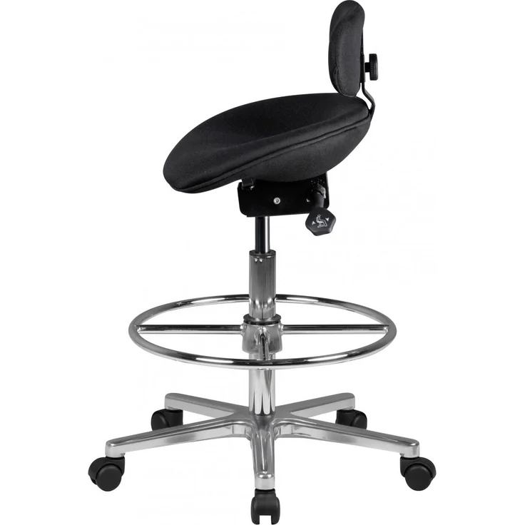 Arbeitshocker LOUISIANA höhenverstellbar Drehhocker Stoff schwarz – Bild 4