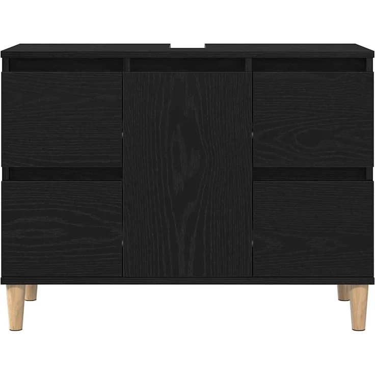 vidaXL Badezimmermöbel-Set Wandmontiert 3 pcs Schwarz Eichen-Optik 3333090 – Bild 9