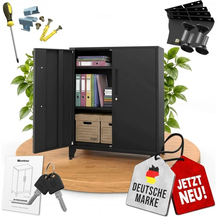 Heimfleiss® Aktenschrank Metallschrank abschließbar, verstellbare Böden