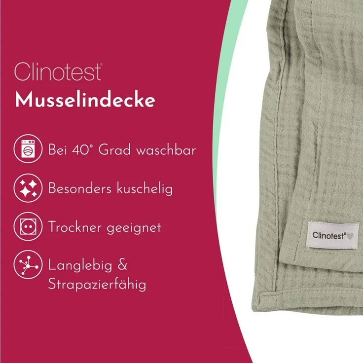 Babydecke Musselintuch für Babys 80x80cm, 100% Musselin-Baumwolle, Clinotest, waschbare Mulltücher ohne Einlaufen - saugstarke Baby Spucktücher