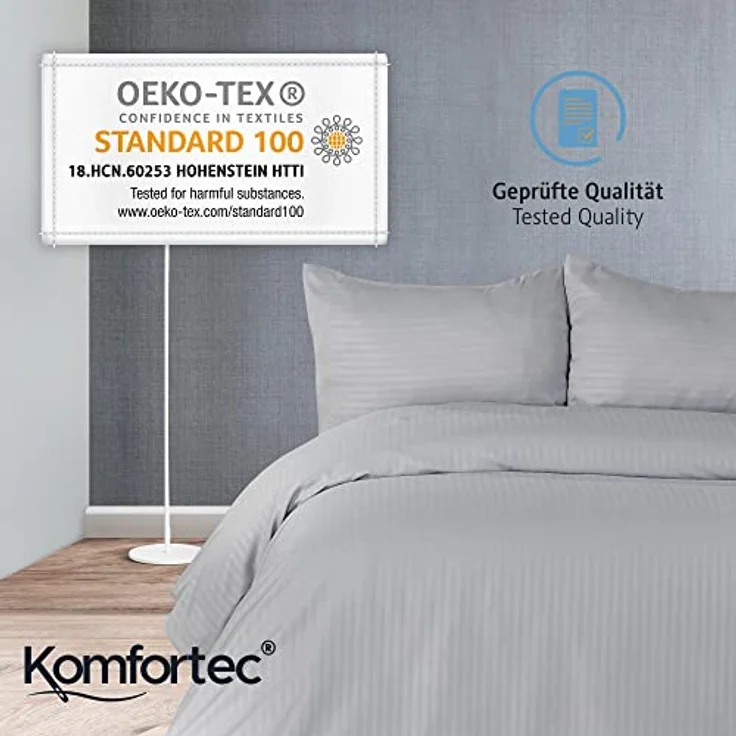 Komfortec Bettwäsche Deluxe, 2&3 Teilig, 140x200 cm, 155x220 cm, 200x200 cm oder 220x240 cm, 100 % Mikrofaser (120 g/m), 2 teilig, Bettwäsche-Sets mit Reißverschluss, Weich und Bügelfrei – Bild 8