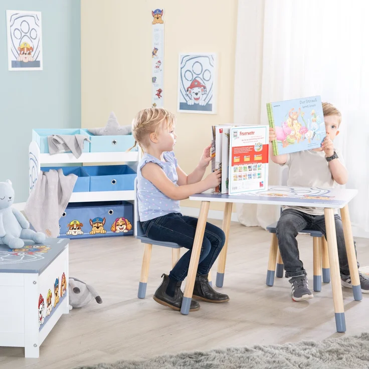 roba Spielregal 'Paw Patrol' - Aufbewahrungsregal - inkl. 5 Stoffboxen - Holz - Weiß / Grau – Bild 2