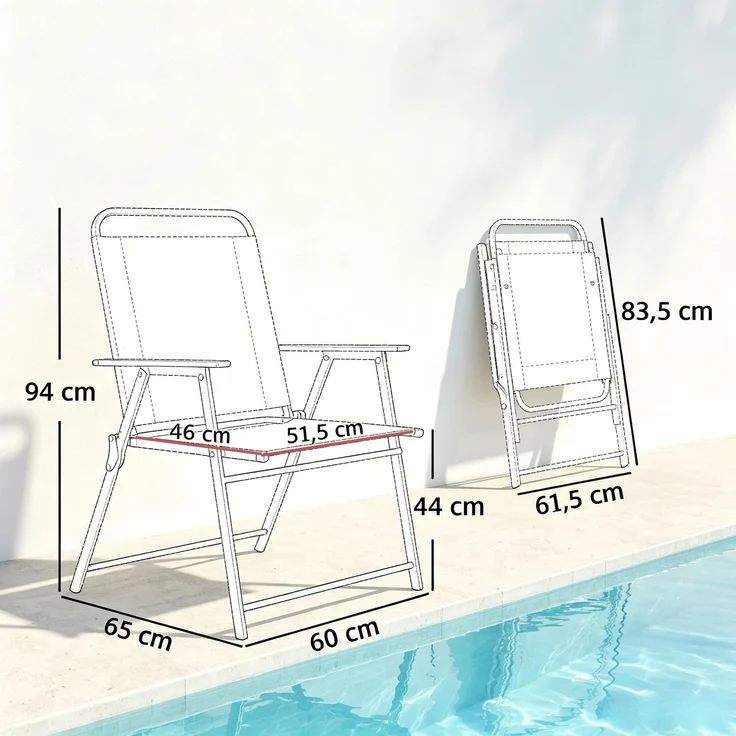 Vielseitiger Freizeitstuhl,Klappbarer Outdoor-Stuhl mit hoher Rückenlehne und Armlehnen,Leichter Faltstuhl(nur mit 4pcs Stuhle)--Schwarz--65x60x94cm--YOUDENOVA – Bild 4