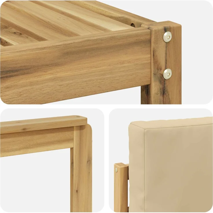 vidaXL Outdoor-Sofagarnitur 7 stk. 6-Sitzer Weiß und Beige Polyester 3391943 – Bild 6
