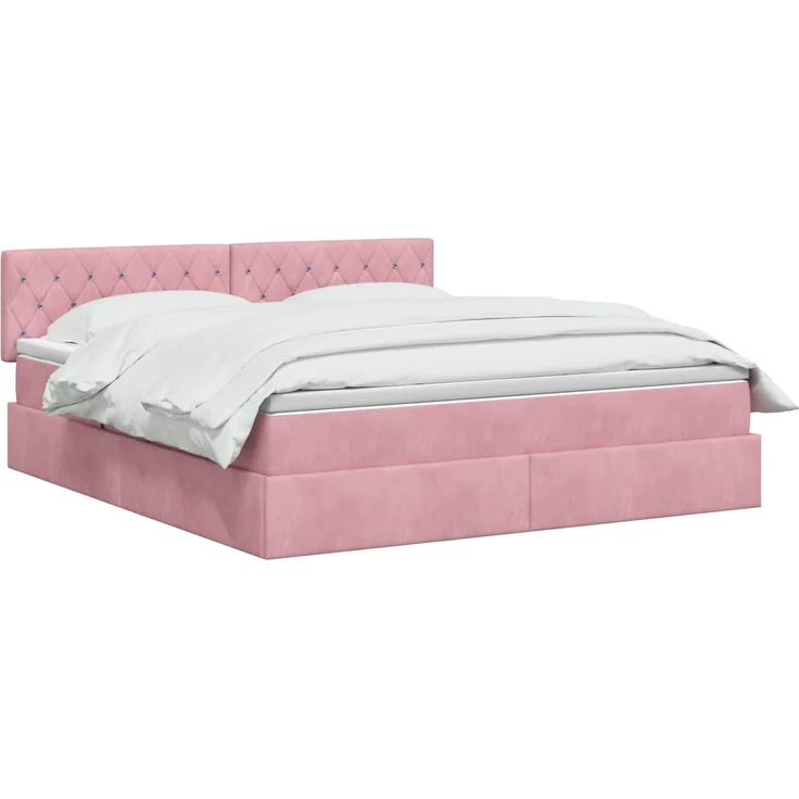 vidaXL LED-Speicherbett mit Matratze Rosa 180x200 cm Samt 3459209 – Bild 3