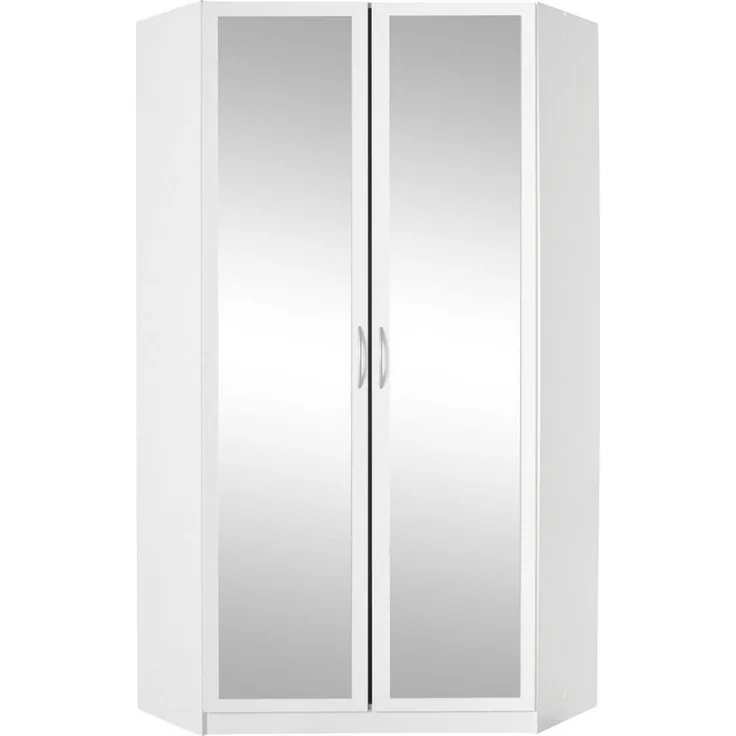 Eckschrank Bitburg Eckkleiderschrank mit Spiegel 95x95cm Farbe: weiß