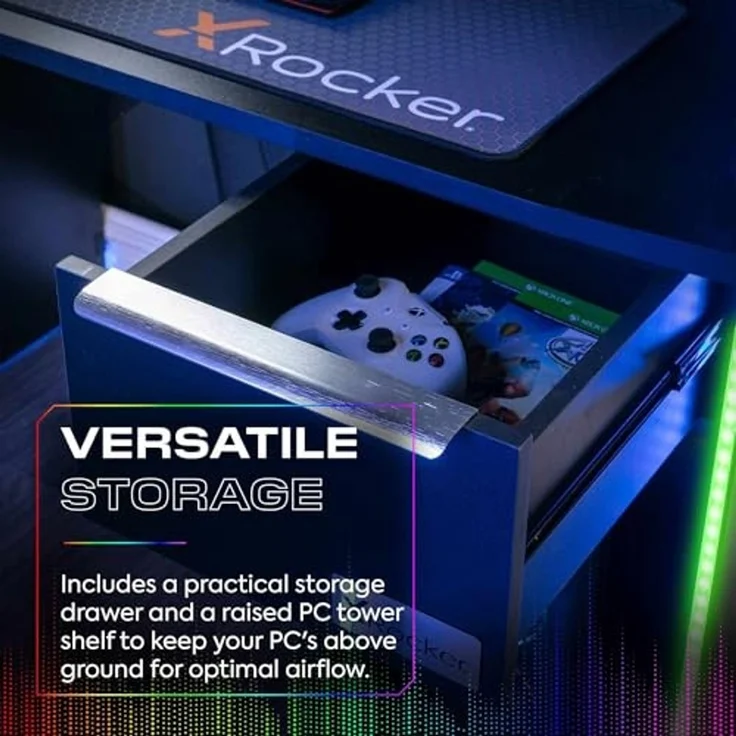 X Rocker Gamingtisch Electra Gaming Schreibtisch mit RGB-Beleuchtung & Wireless Charging – Bild 5
