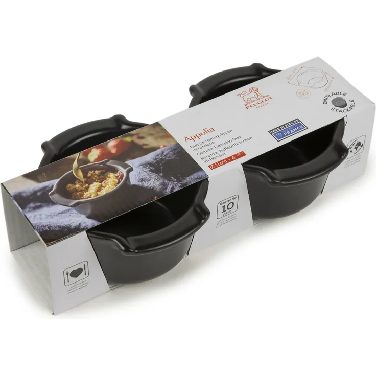 Peugeot Appolia Satinschwarz Auflaufform 11 cm 2er-Set