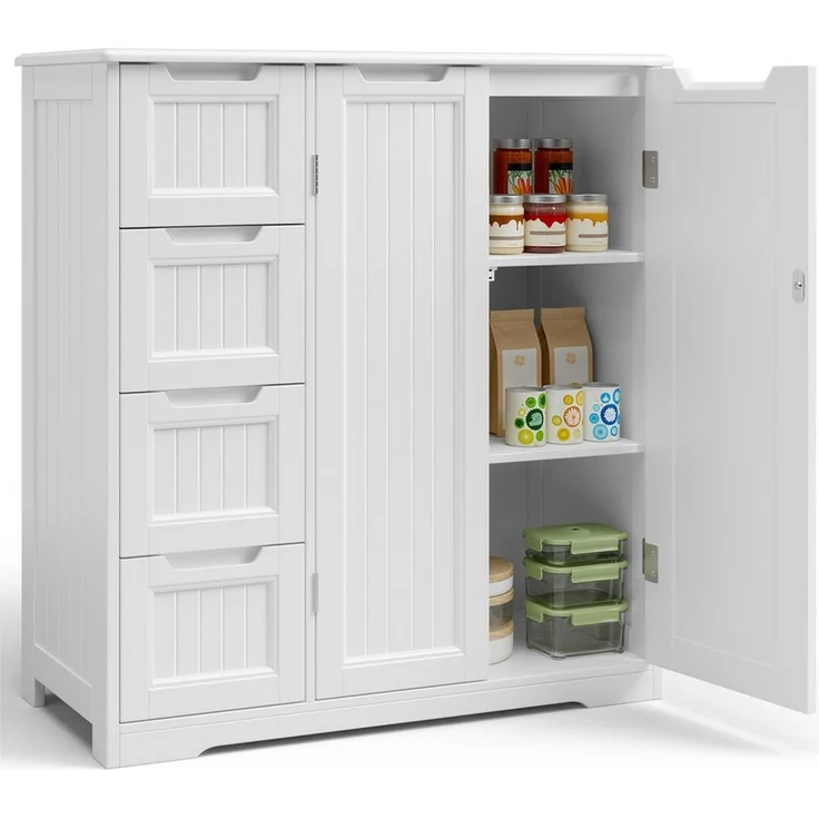 Blishom Kommode Badezimmerschrank 81x30x83 cm, Badschrank mit 4 Schubladen, Küchen-Vorratsschrank mit Verstellbarem Einlegeboden – Bild 1