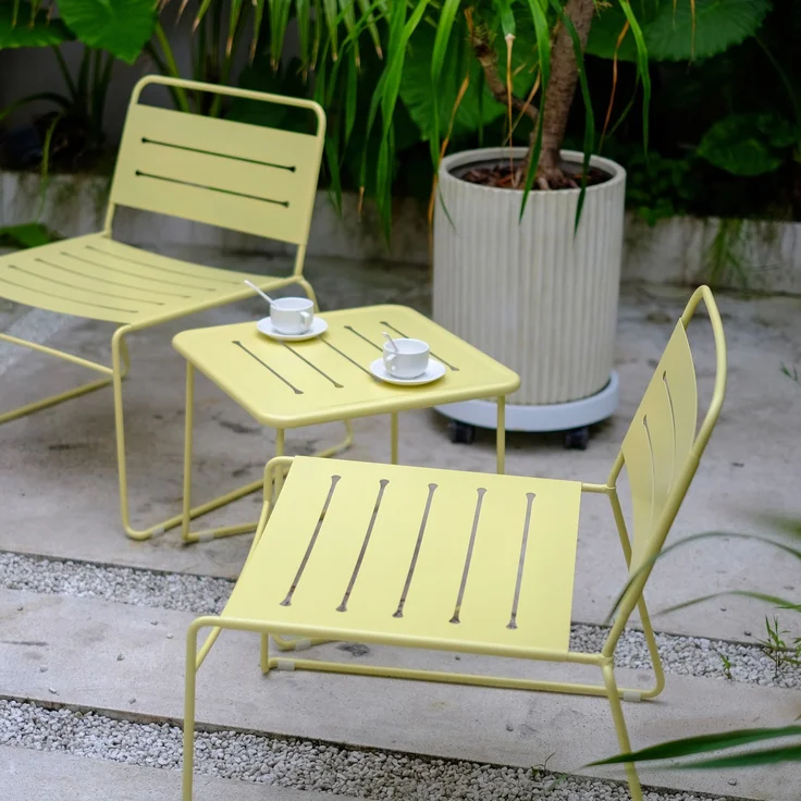 Gartenmöbelset Andria Stahl 3-tlg. Vanillegelb [casa. pro] – Bild 4