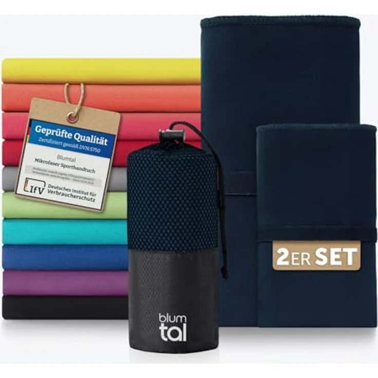 Blumtal Sporthandtuch Mikrofaser Handtücher Set, Mikrofaser (2-St), Ultra leicht, kompakt & schnelltrocknend – Bild 2
