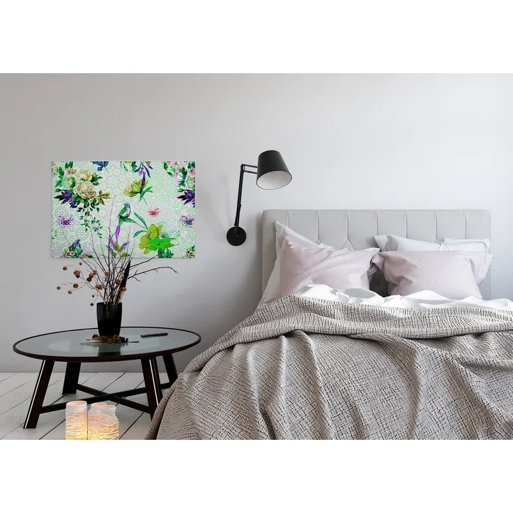 Blumen Leinwandbild Grün Lila 90x60 DD120346 Keilrahmen Mosaik Wandbild Leinwand – Bild 3