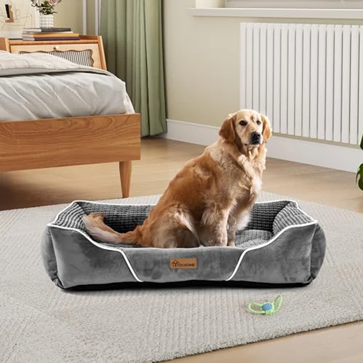 YITAHOME Hundebett für Hunde mittlerer und großer Größe, Hundekissen,Hundebetten, 89x64 cm, rutschfeste Unterseite Hundesofa,grau – Bild 5
